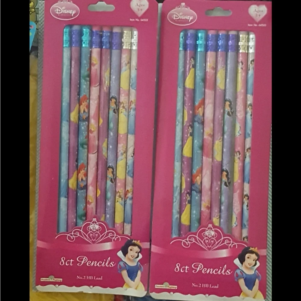 16pc=2pks of 8pc Disney princesses Pencils Now lt#sch1 2006 Vintage